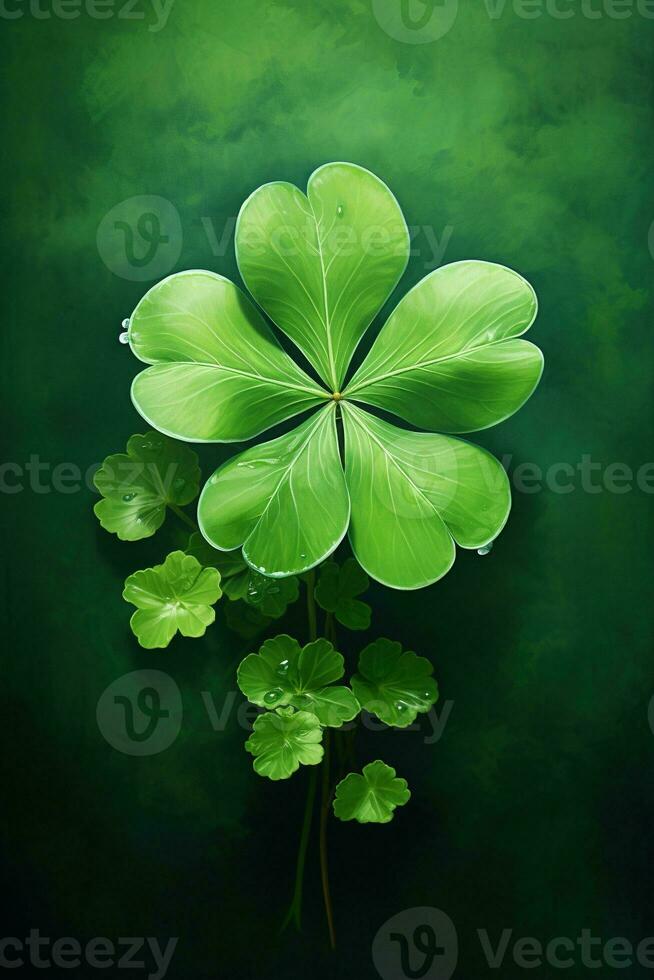 St. Patrick's day background with clover leaves AI generated photo