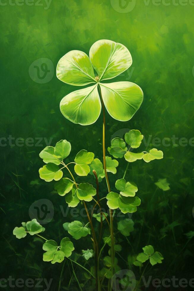 St. Patrick's day background with clover leaves AI generated photo