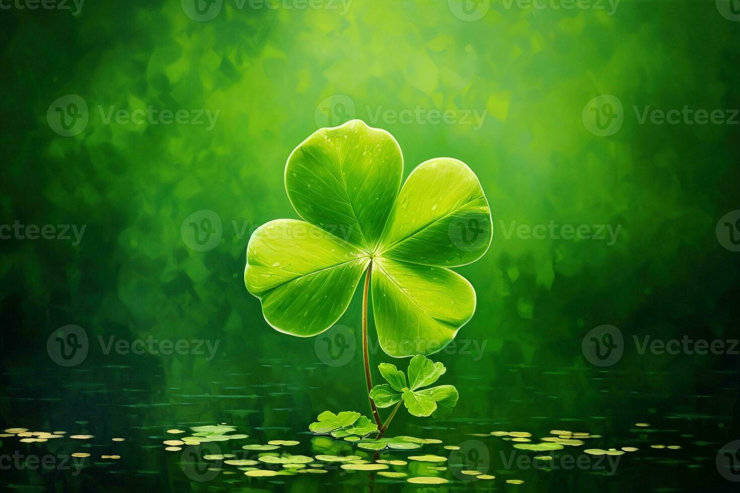 St. Patrick's day background with clover leaves AI generated photo