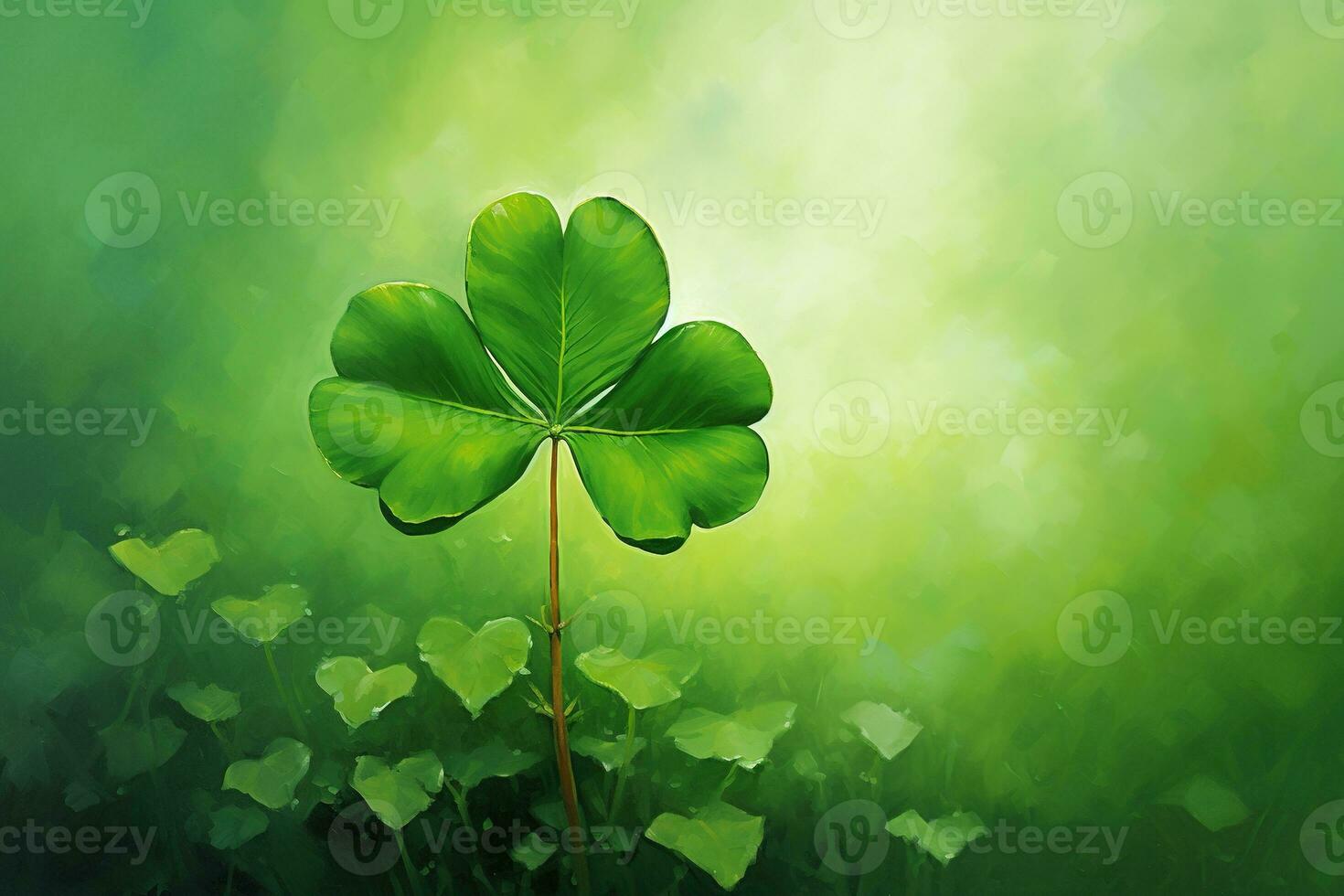 St. Patrick's day background with clover leaves AI generated photo