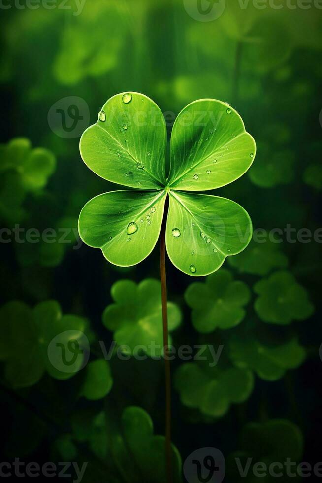 St. Patrick's day background with clover leaves AI generated photo