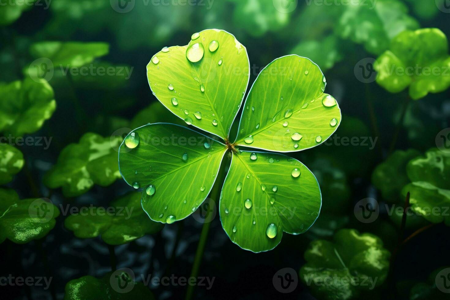 St. Patrick's day background with clover leaves AI generated photo