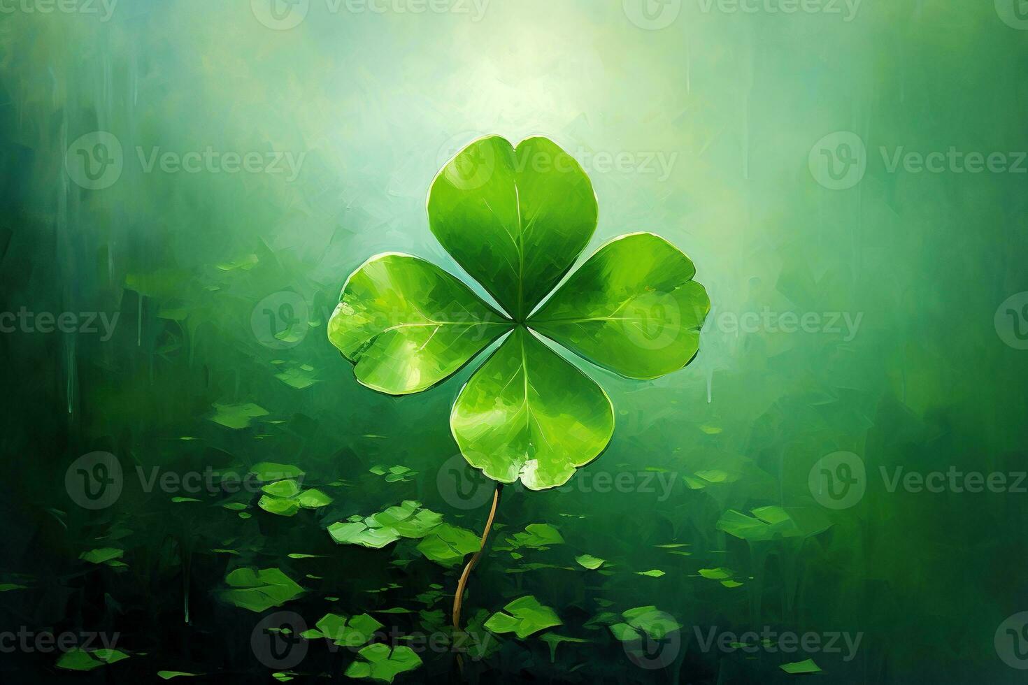 St. Patrick's day background with clover leaves AI generated photo