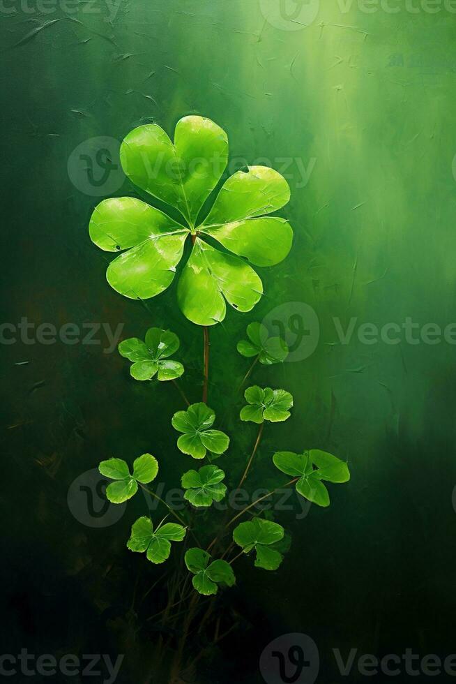 St. Patrick's day background with clover leaves AI generated photo