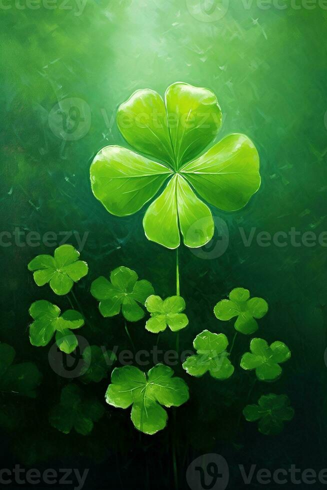 St. Patrick's day background with clover leaves AI generated photo