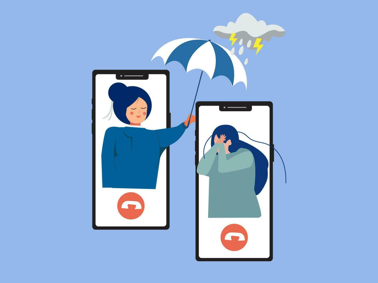 Supporting depressed crying woman under stress and psychological support. Psychotherapy and mental issues. support and aid for people under stress and depression over online services. vector