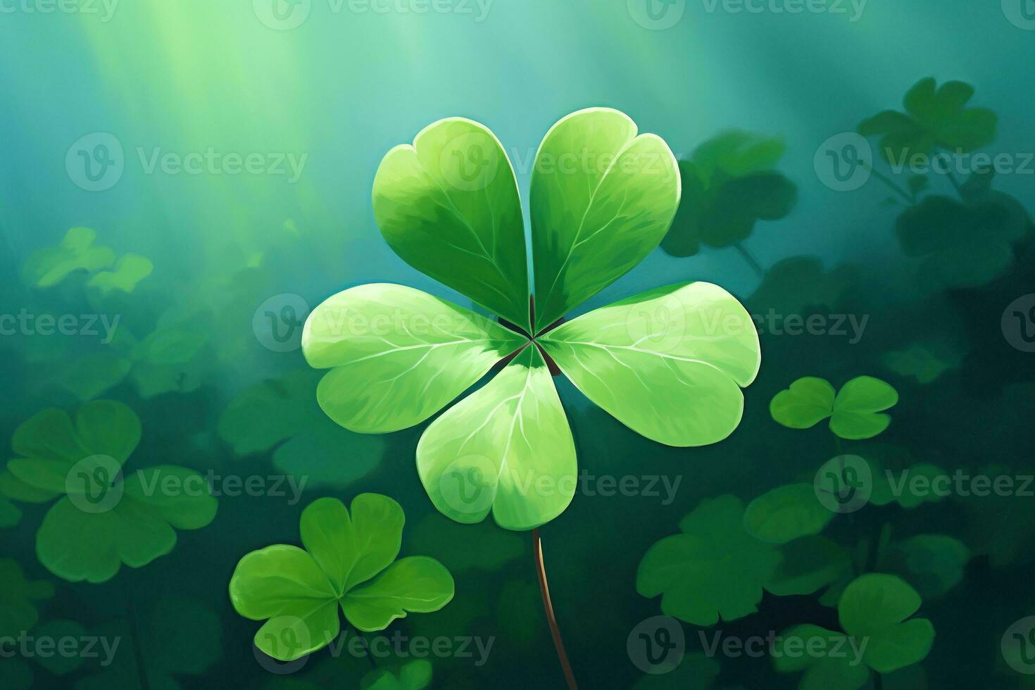 St. Patrick's day background with clover leaves AI generated photo