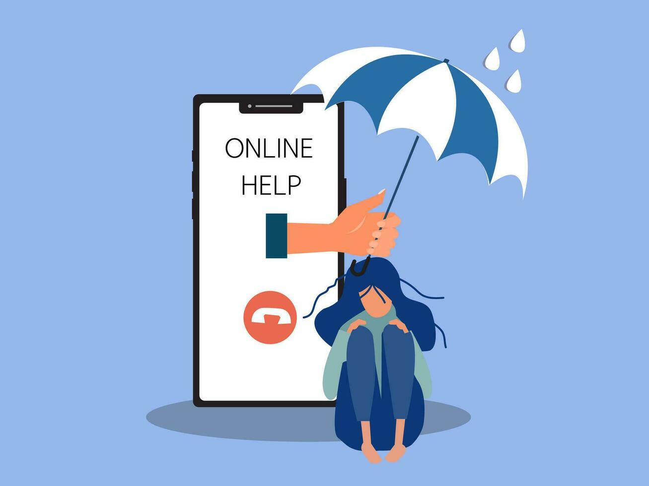 Supporting depressed crying woman under stress and psychological support. Psychotherapy and mental issues. support and aid for people under stress and depression over online services. vector