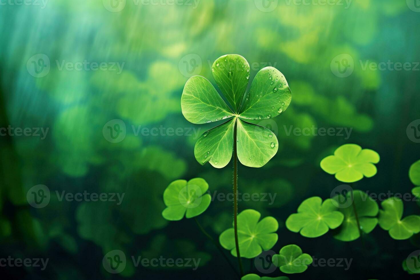 St. Patrick's day background with clover leaves AI generated photo