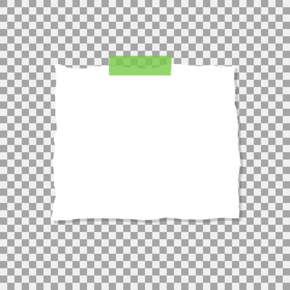 A square piece of paper attached with a piece of tape. vector