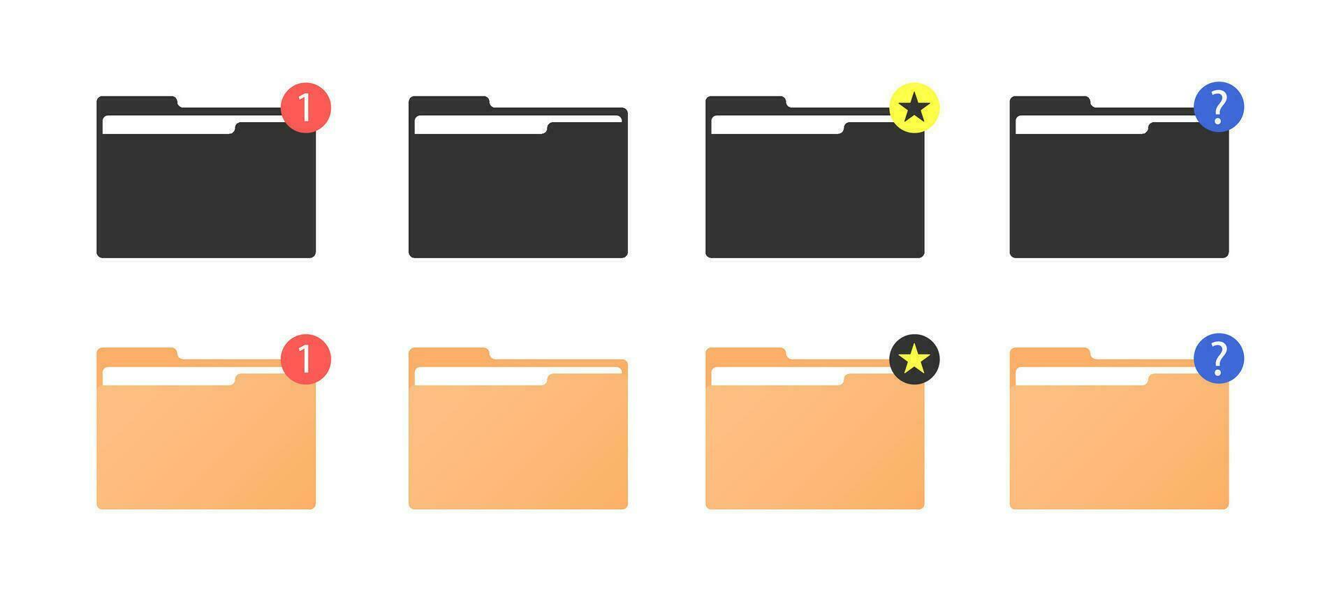 Set of modern folders icons for UI UX vector