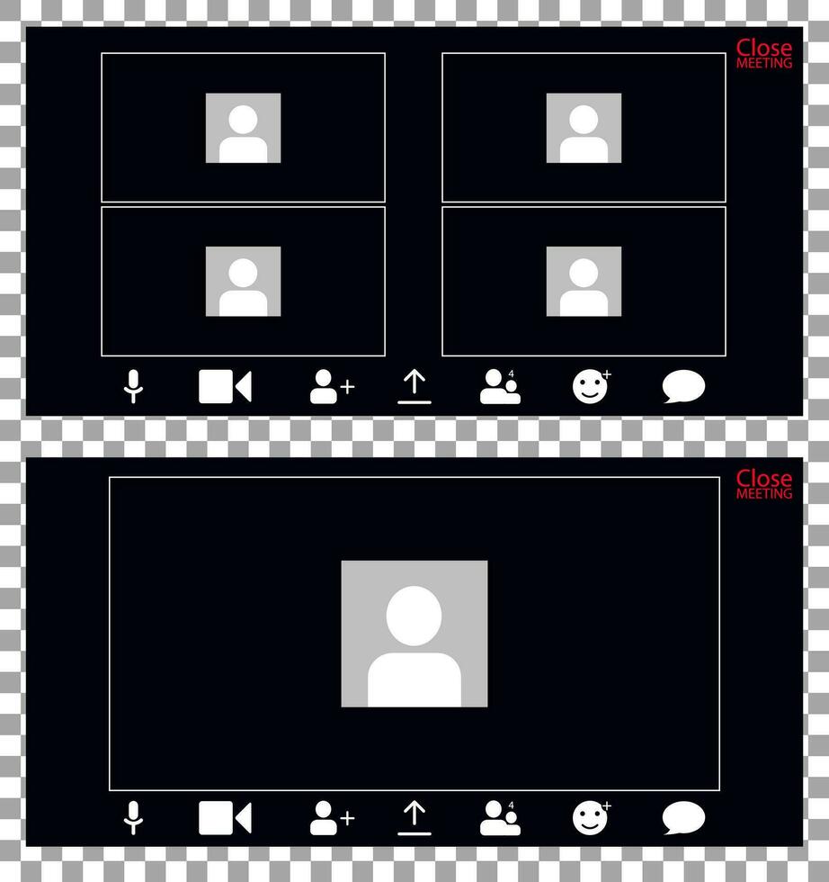 Landing video conferencing. Screenshot of the phone screen. Vector workspace page for video conferencing and work meetings.