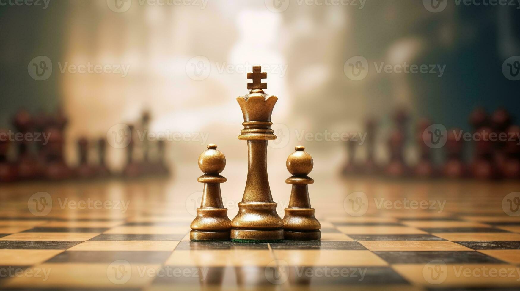 AI generated Generative AI, Chess pieces on a chessboard, intellectual game photo