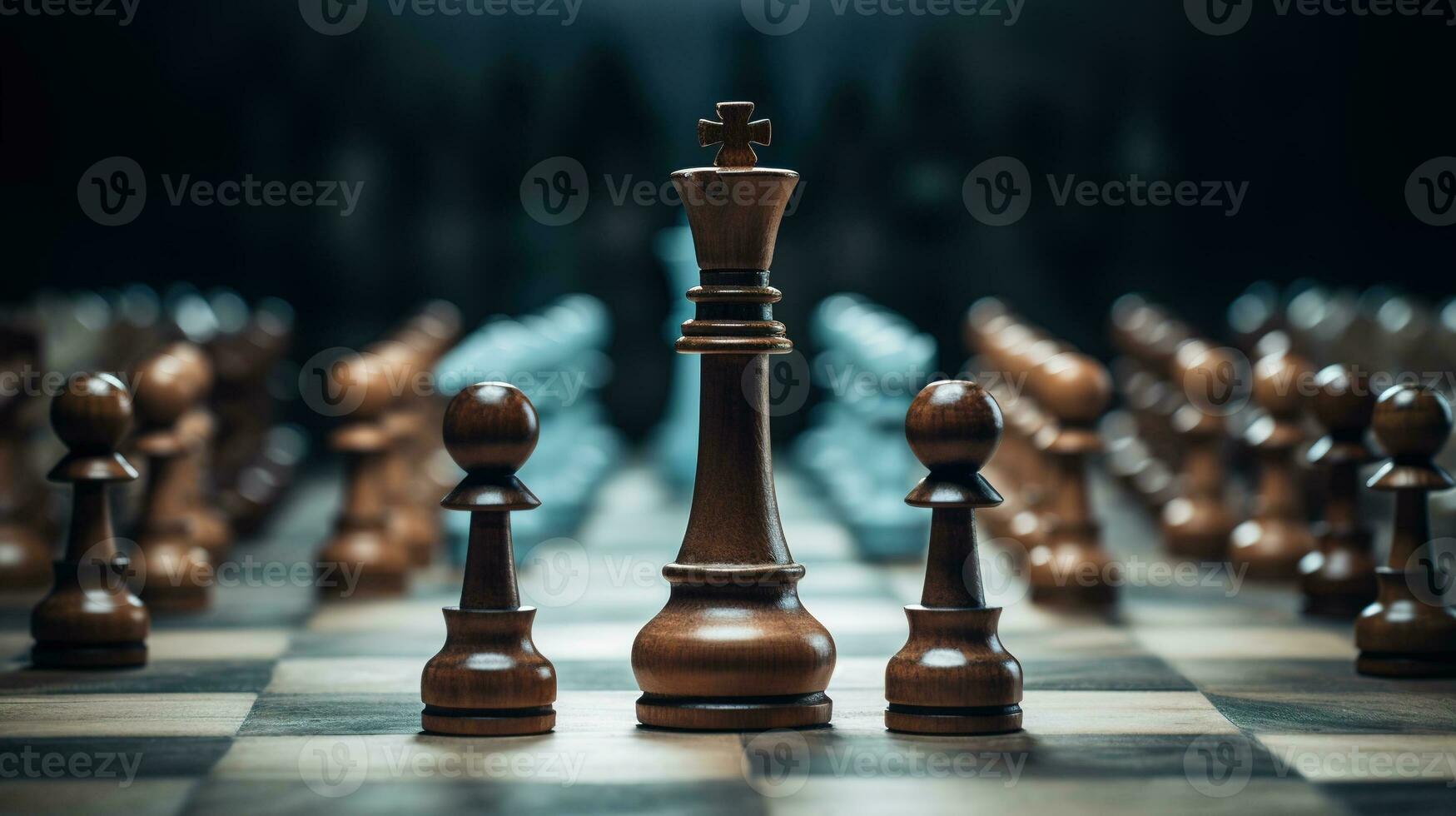 AI generated Generative AI, Chess pieces on a chessboard, intellectual game photo