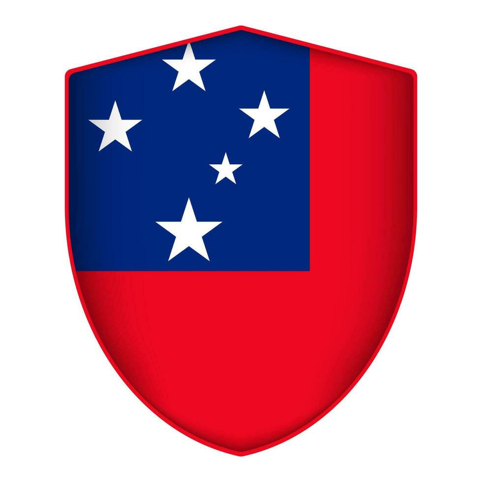 Samoa flag in shield shape. Vector illustration.