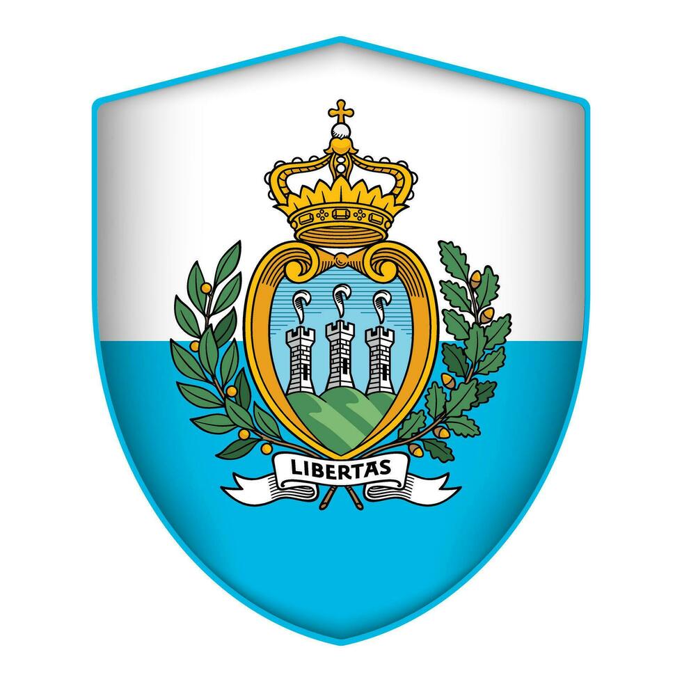 San Marino flag in shield shape. Vector illustration.