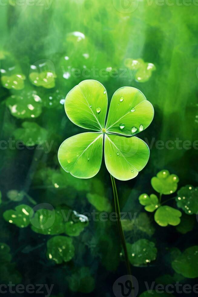 St. Patrick's day background with clover leaves AI generated photo