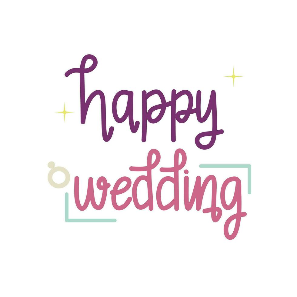 Happy Wedding Flat Hand Lettering vector