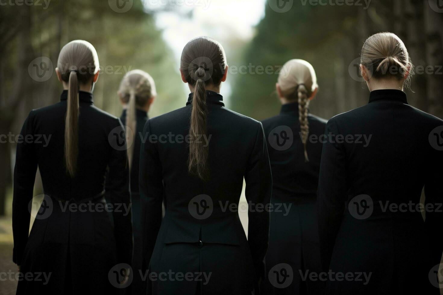 A group of young people in a cemetery looking at the tombstones AI generated photo