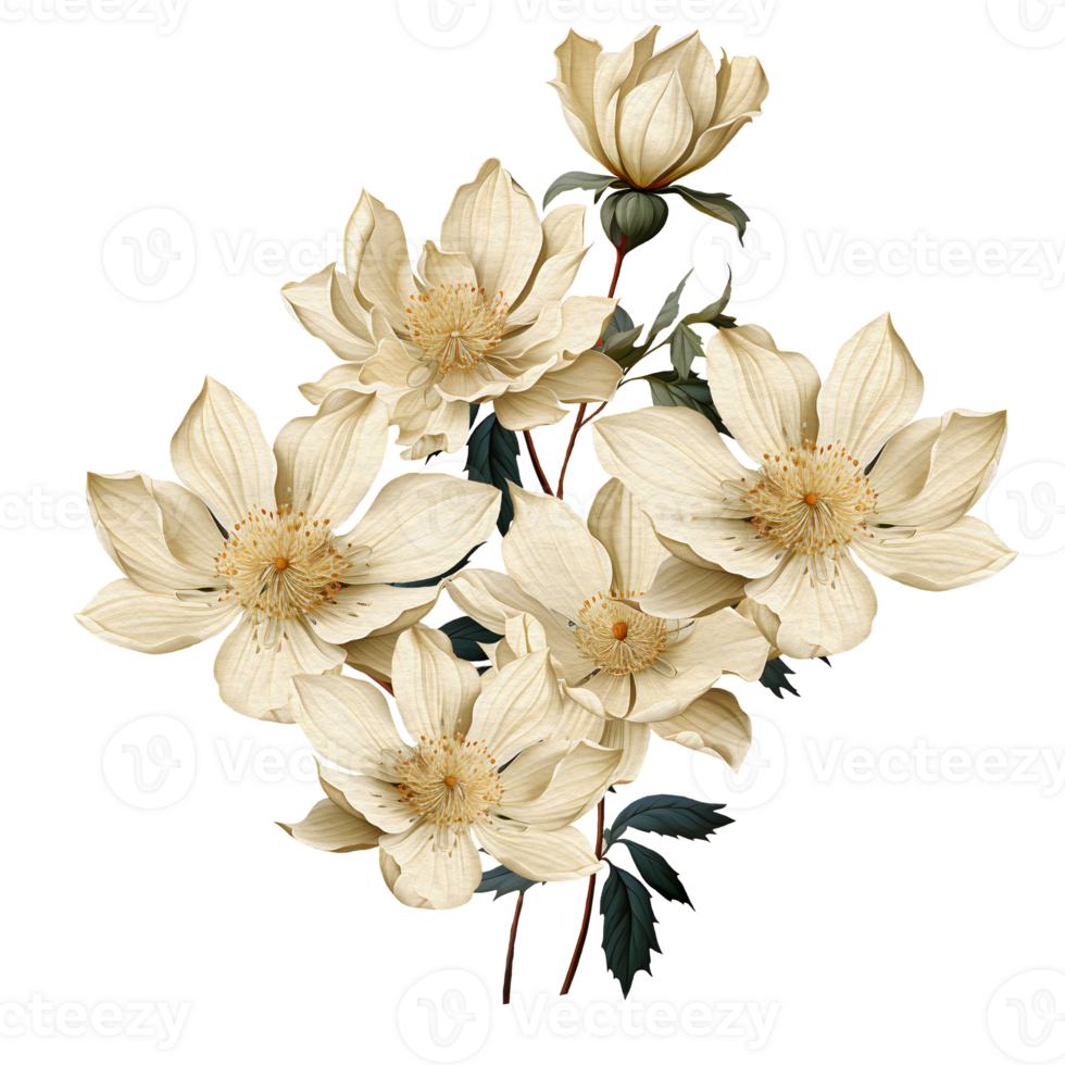 AI generated Vintage flowers transparent background,generated ai. png
