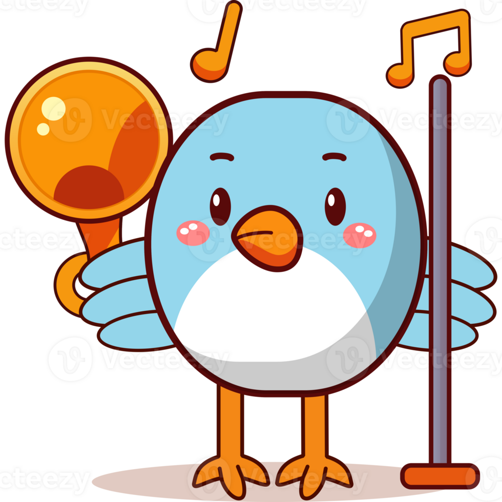 bebê azul pássaro jogar música desenho animado png