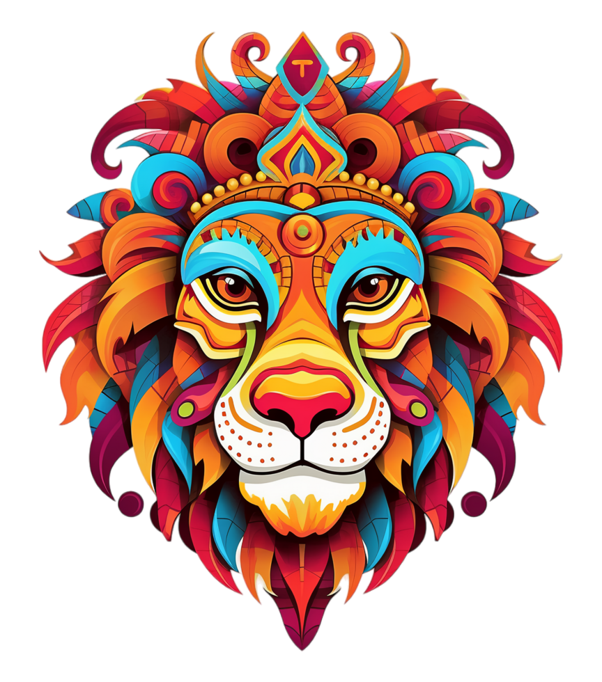 lion face design, generative ai 34594250 PNG