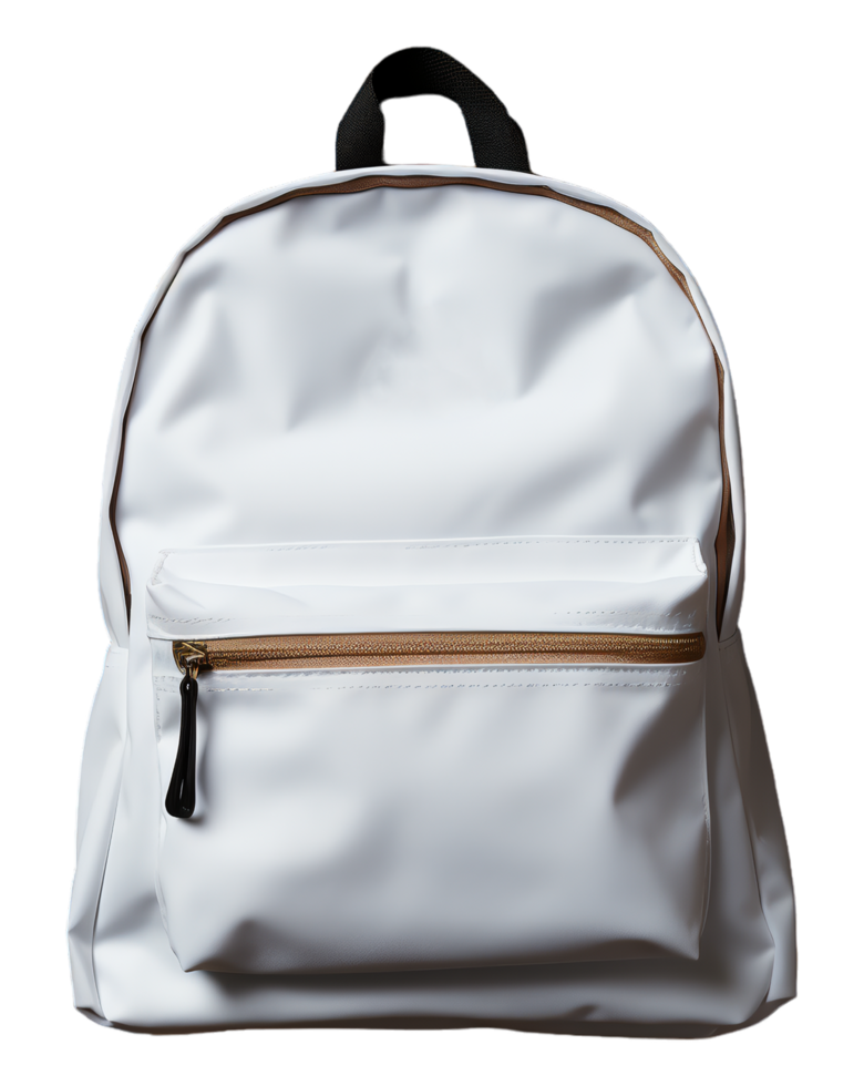 Plain white backpack mockup with transparent background, generative ai