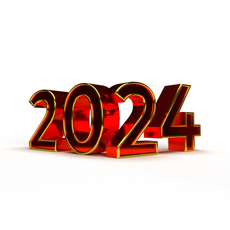 glücklich Neu Jahr 2024 golden 3d Zahlen mit glücklich Neu Jahr 2024 golden 3d Zahlen mit Luxus Text transparent Hintergrund png