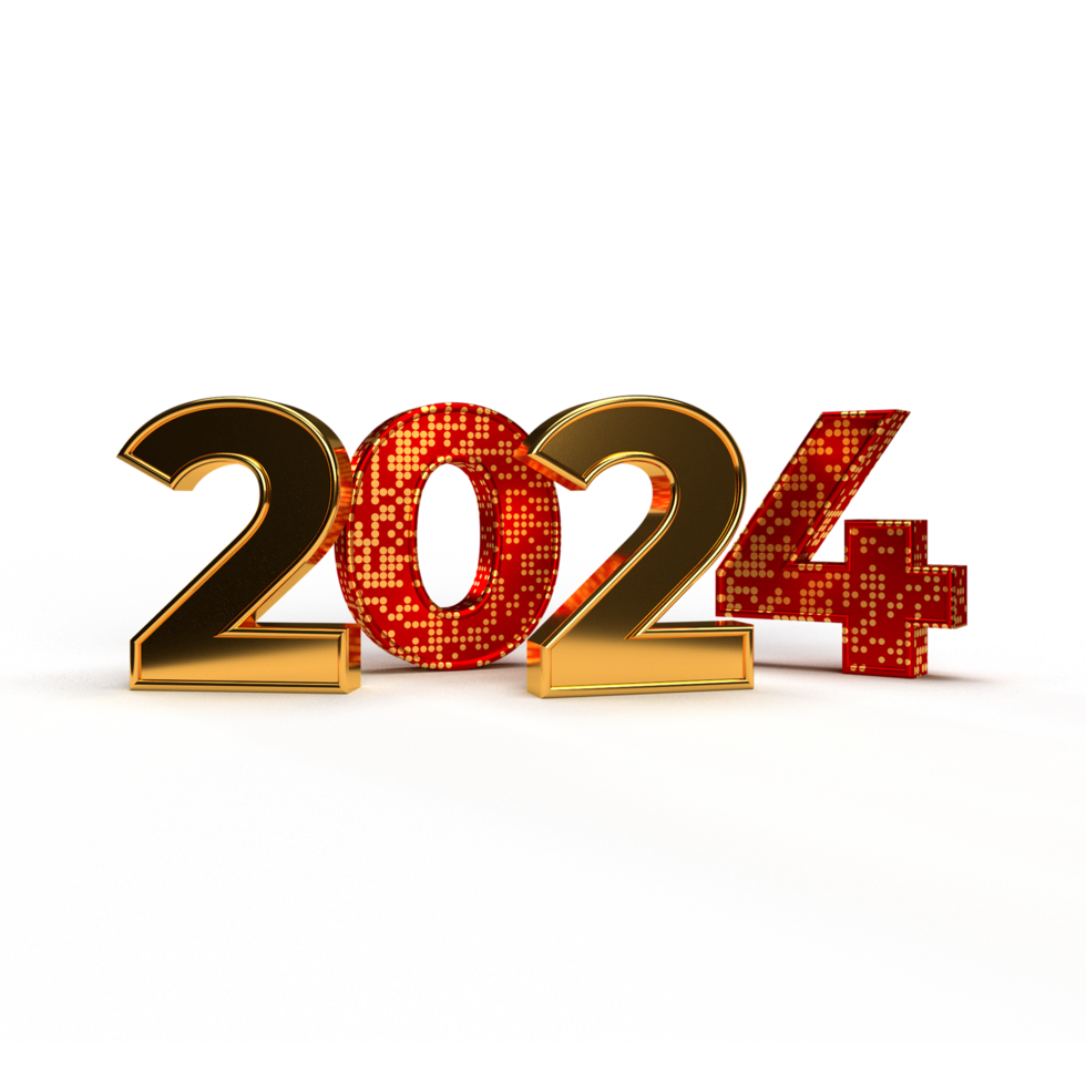 Happy new year 2024 golden 3d numbers with Happy New Year 2024 Golden 3d Numbers With Luxury Text transparent background png