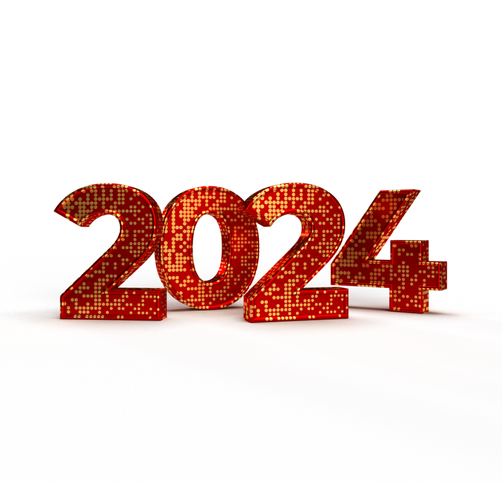 glücklich Neu Jahr 2024 golden 3d Zahlen mit glücklich Neu Jahr 2024 golden 3d Zahlen mit Luxus Text transparent Hintergrund png