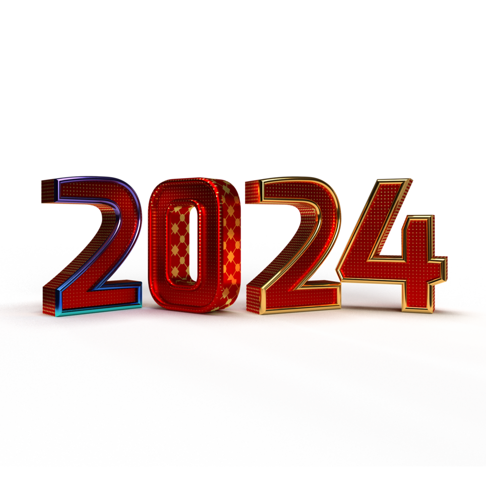 Happy new year 2024 golden 3d numbers with Happy New Year 2024 Golden 3d Numbers With Luxury Text transparent background png