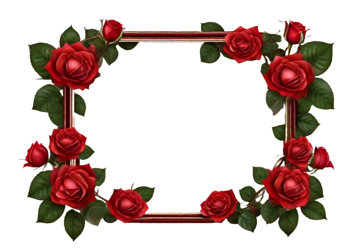 Flower photo frame in png background. AI Generative