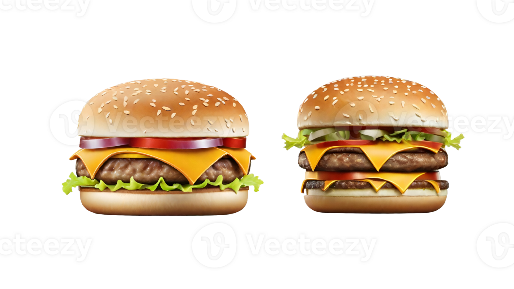 Chicken cheese burger on transparent background. AI Generative png