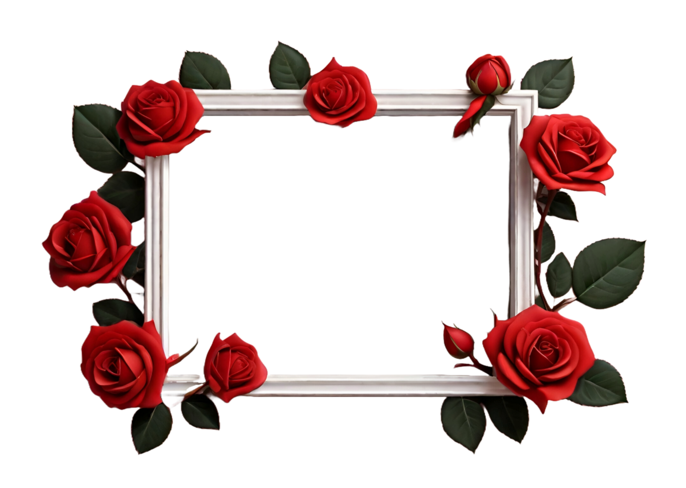 Flower photo frame in png background. AI Generative