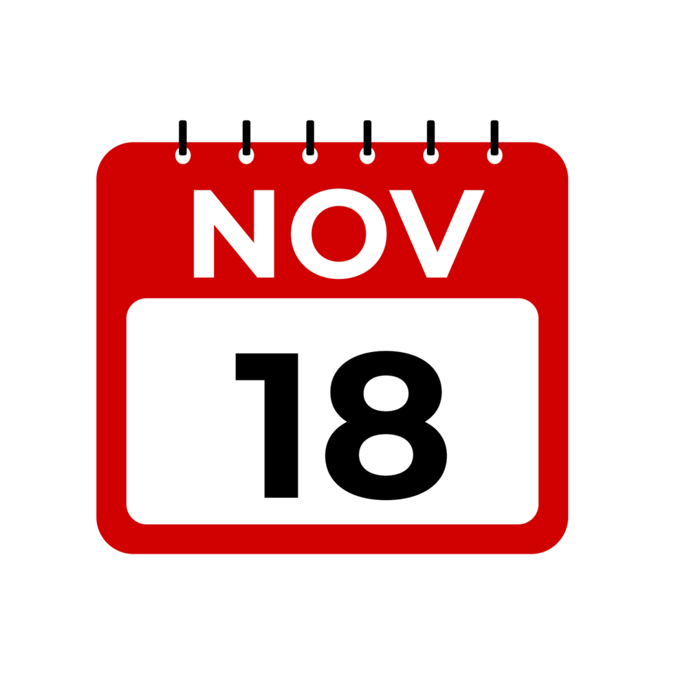 november 18 kalender herinnering. 18 november dagelijks kalender icoon sjabloon. png