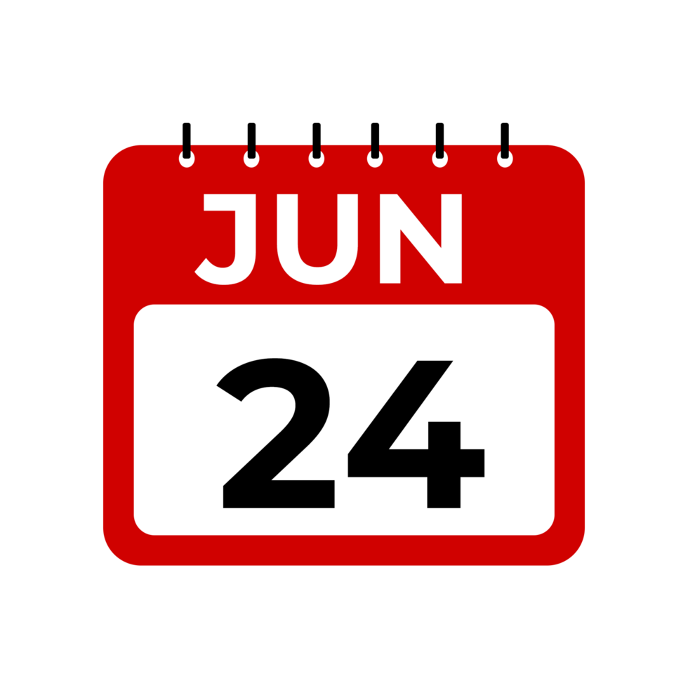 Jun 24 calendar reminder. 24 Jun daily calendar icon template. png