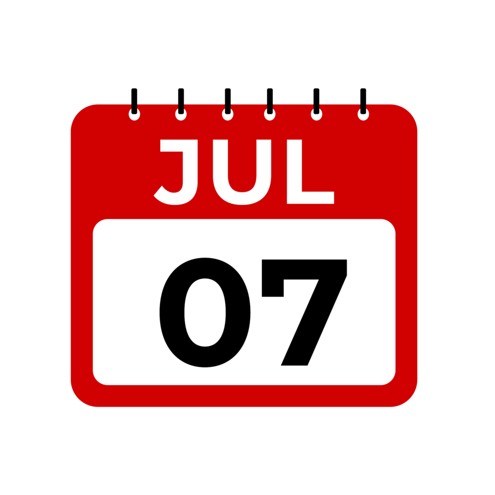 july 7 calendar reminder. july 7 daily calendar icon template. png