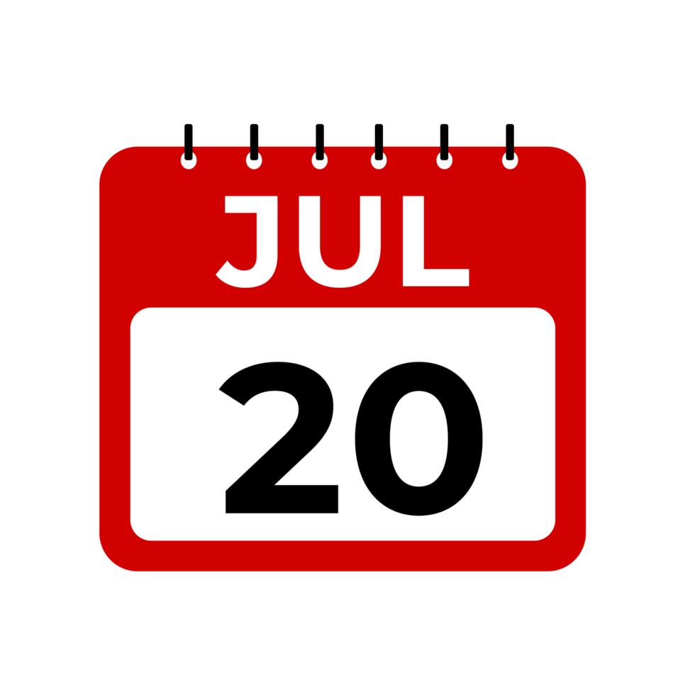 july 20 calendar reminder. july 20 daily calendar icon template. 34594546 PNG