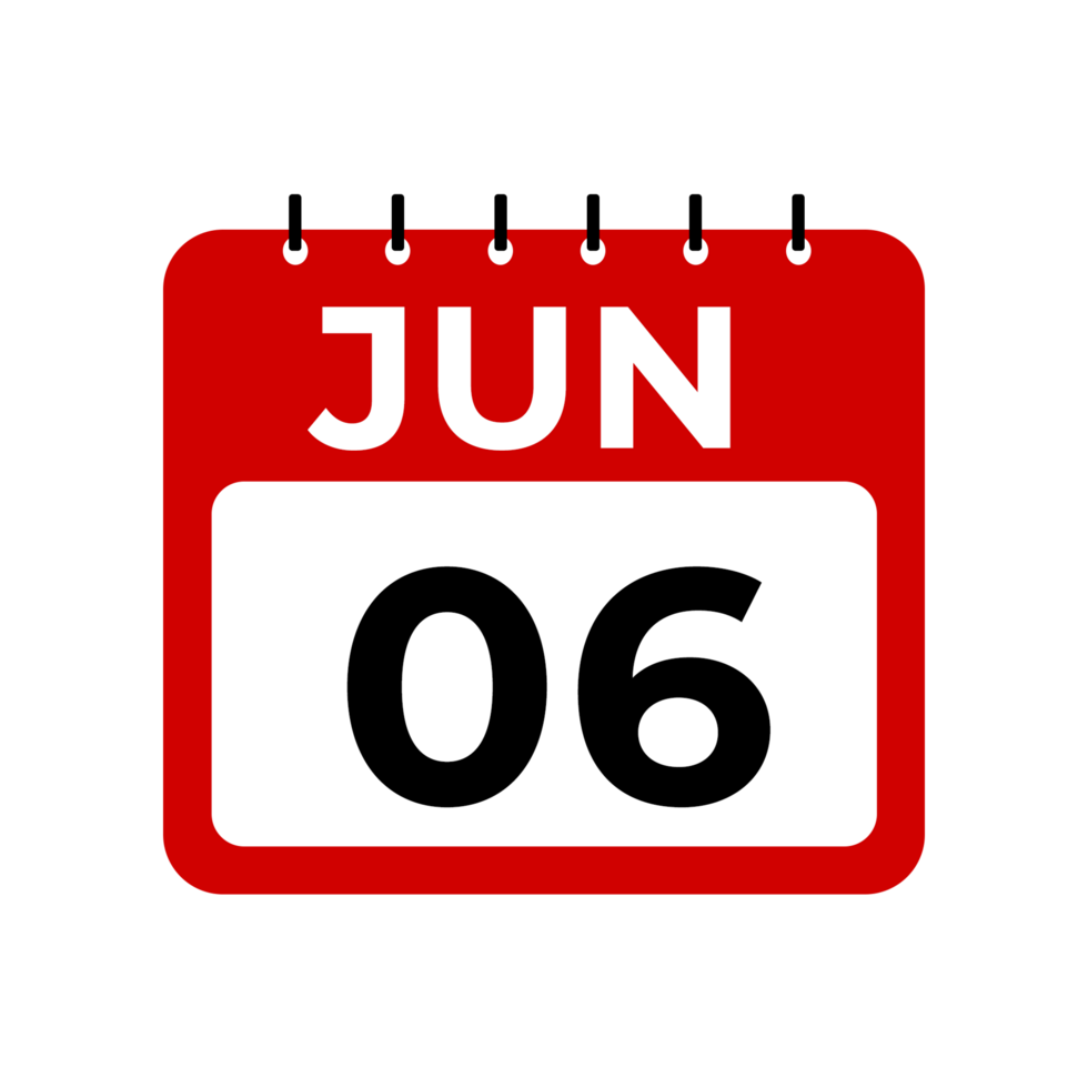 Jun 6 calendar reminder. 6 Jun daily calendar icon template. png