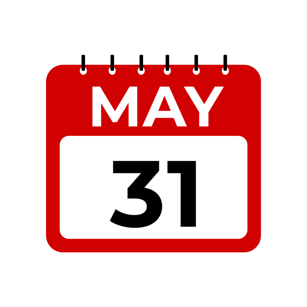 may 31 calendar reminder. 31 may daily calendar icon template. png