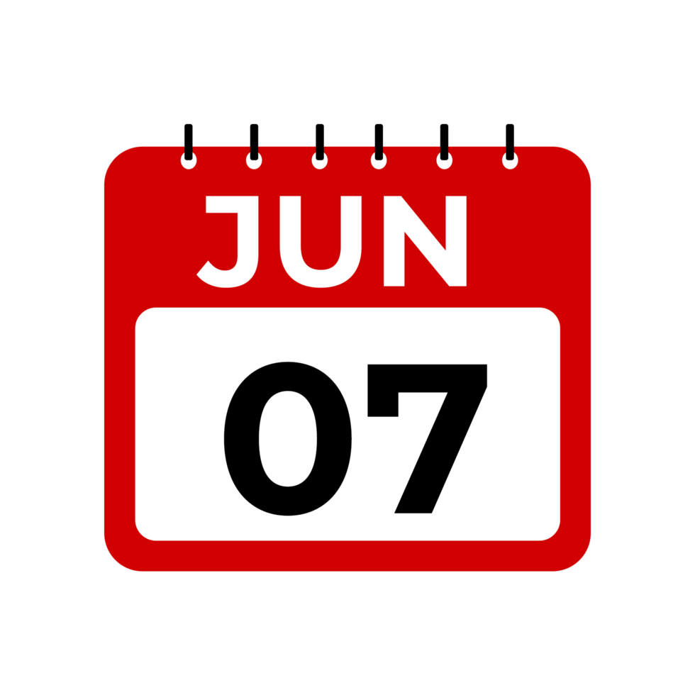 Jun 7 calendar reminder. 7 Jun daily calendar icon template. png