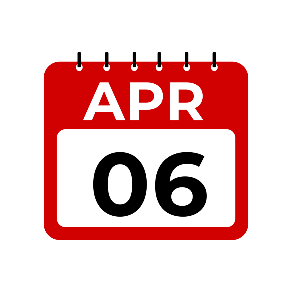April 6 calendar reminder. 6 April daily calendar icon template. png