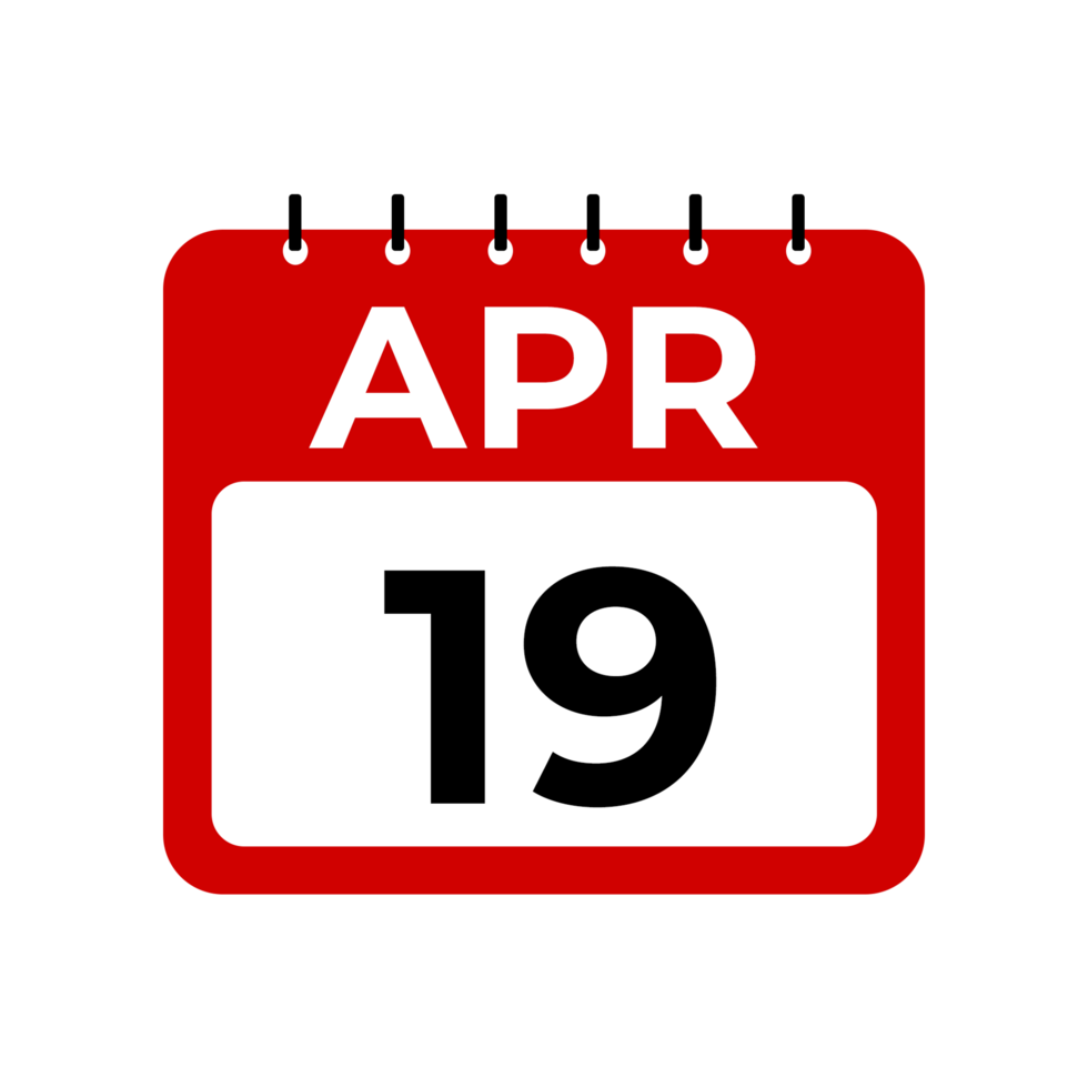 April 19 calendar reminder 19 April daily calendar icon template April 19 calendar reminder 19 April daily calendar icon template