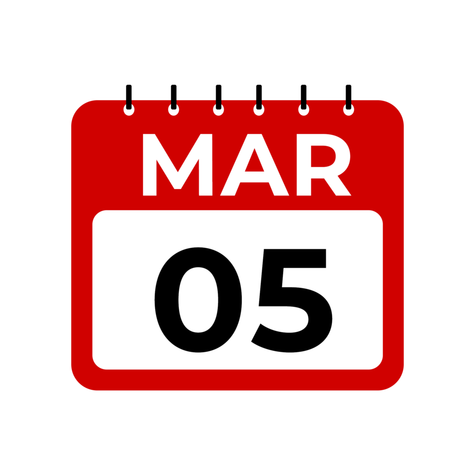 march 5 calendar reminder. 5 march daily calendar icon template. png
