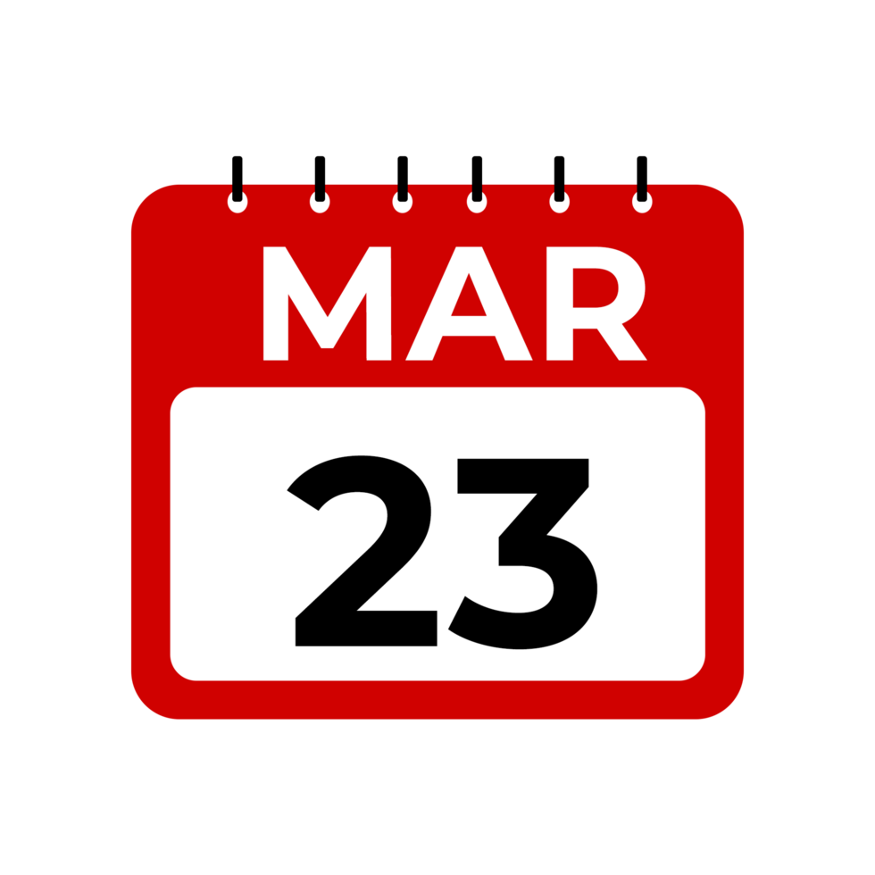 Mars 23 calendrier rappel. 23 Mars du quotidien calendrier icône modèle. png