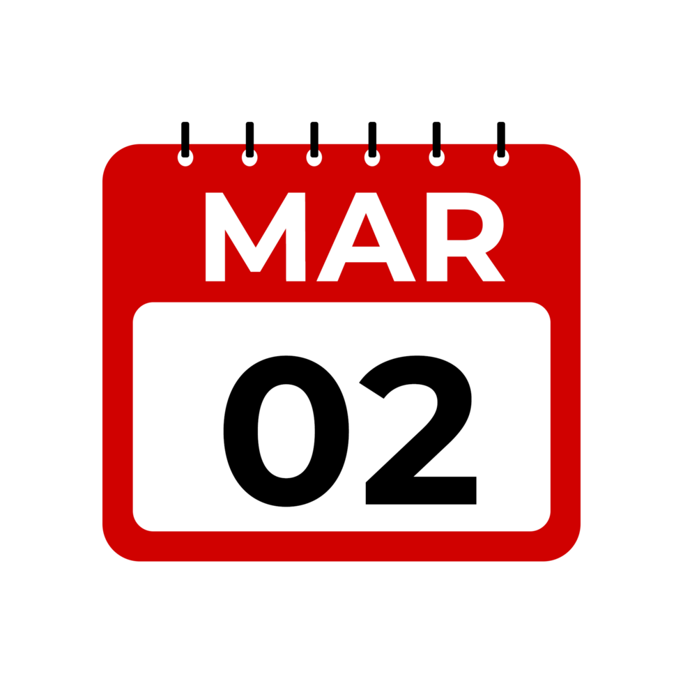 march 2 calendar reminder. 2 march daily calendar icon template. png