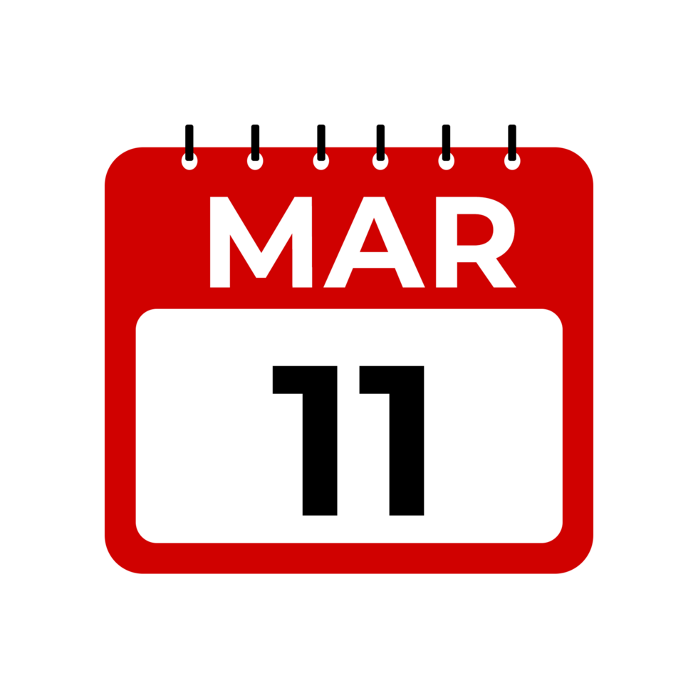 march 11 calendar reminder. 11 march daily calendar icon template. png