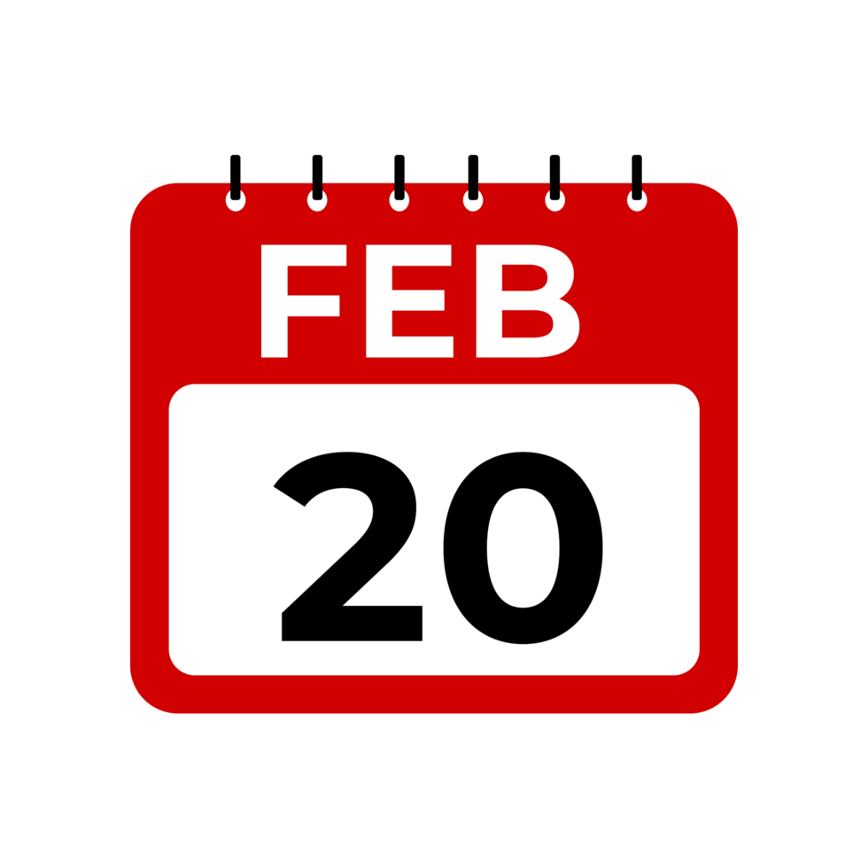 februari 20 kalender herinnering. 20 februari dagelijks kalender icoon sjabloon png