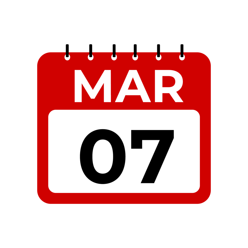 march 7 calendar reminder. 7 march daily calendar icon template. png