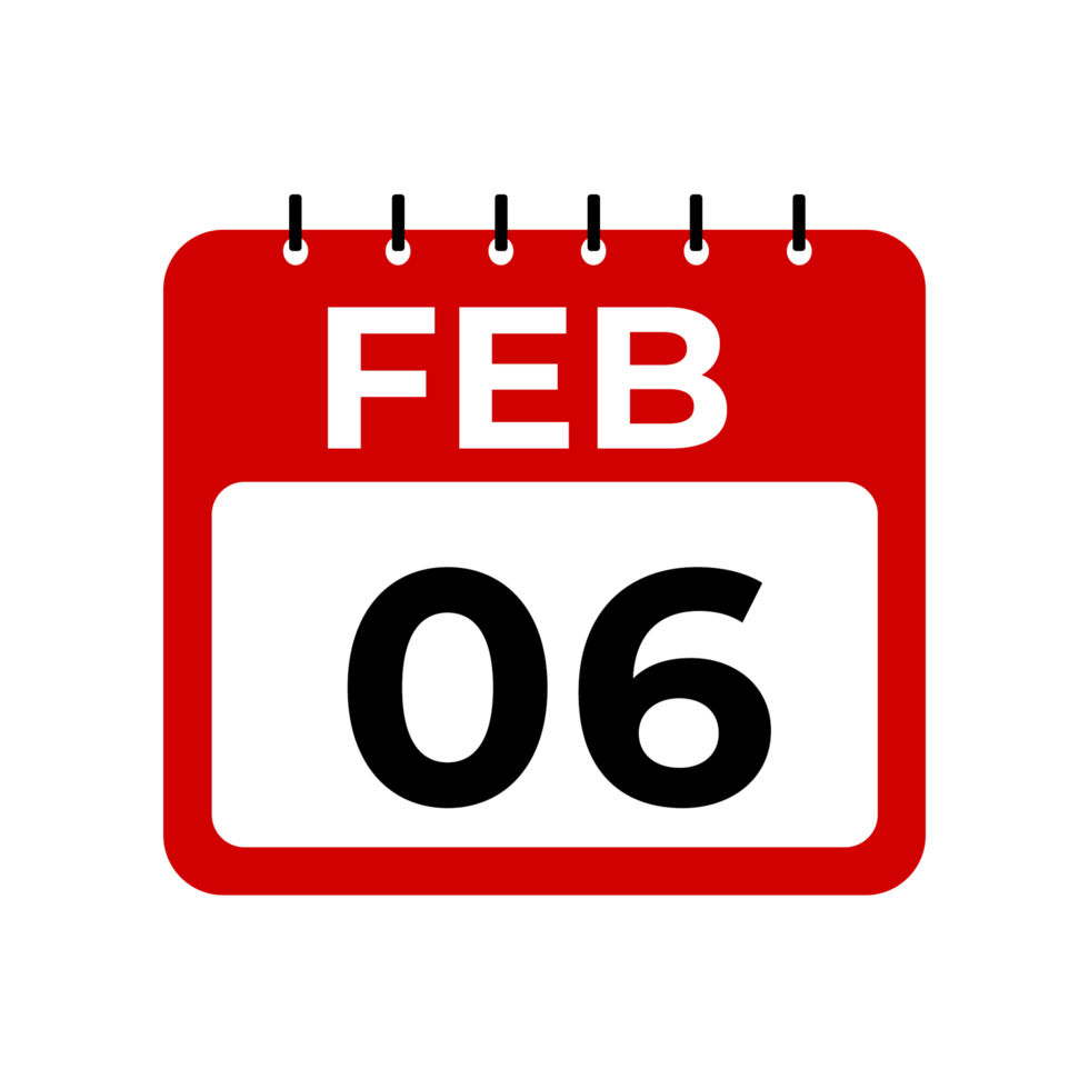 february 6 calendar reminder. 6 february daily calendar icon template png